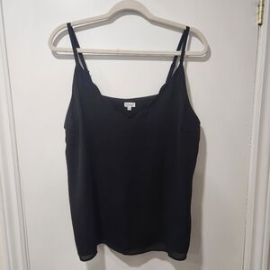 Kismet Black Tank with Scalloped Neckline